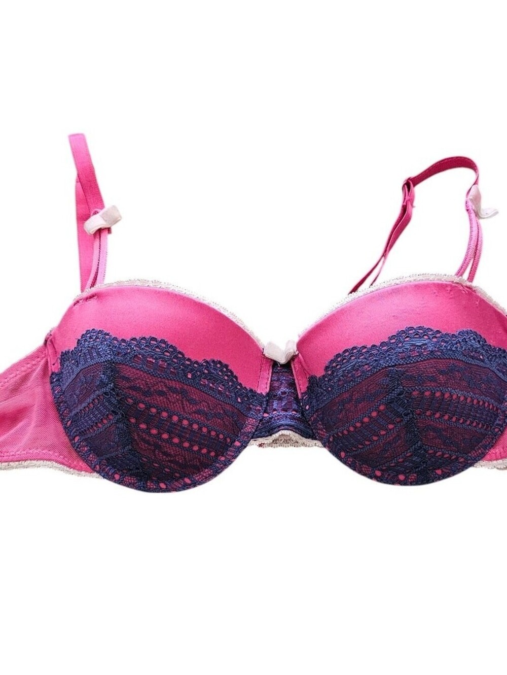 Vintage Y2K Native Intimates Womens Sz 36B Padded Push Up Bra Pink w/ Lace
